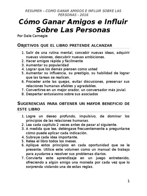 Como Ganar Amigos E Influir En Las Personas Dale Carneghie Resumen