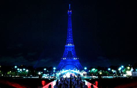 Blue Eiffel Tower Paris Blue Eiffel Tower To Celebrate E Flickr