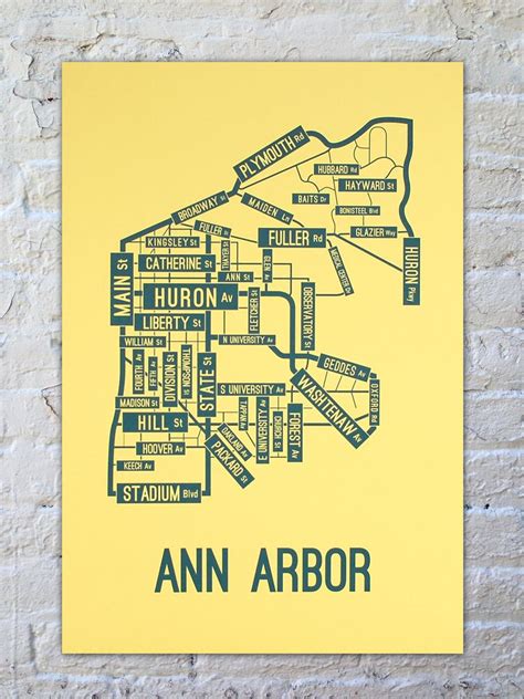 This Street Map Art Print Of Ann Arbor Michigan Is Printed With