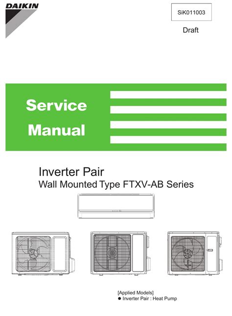 Table Of Contents Daikin FTXV25AV1B Service Manual Page 3 ManuaLib