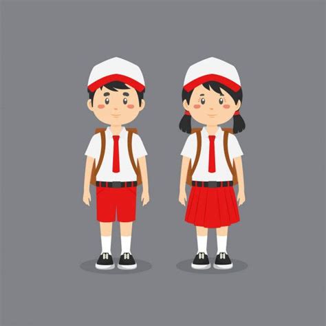 Karakter Manis Mengenakan Seragam Sekolah Dasar Indonesia Logo For
