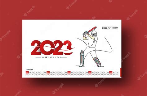 Free Vector 2023 January Calendar Happy New Year Design