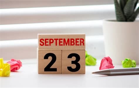 September 23rd Day 23 Of Month Calendar Cube On Modern Pink