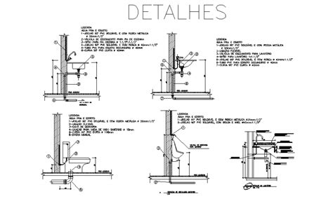 Sanitary Installation Plumbing Constructive Structure Details Dwg File