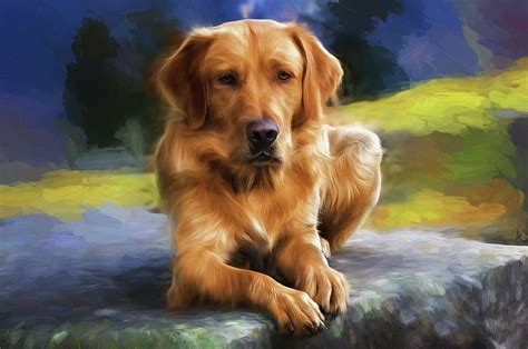 Painting Of A Golden Retriever Painting By Doreen Erhardt Pixels