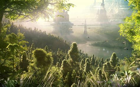 Fantasy Sci Fi Landscapes Cg Digital Art Jungle Forest Cities