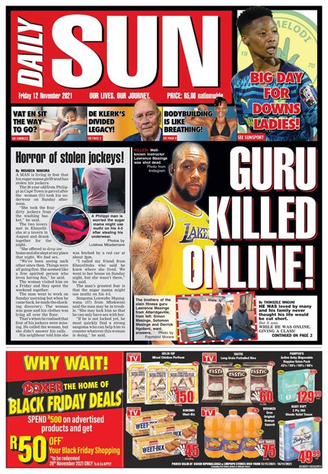 Daily Sun November 12 2021 Newspaper Get Your Digital Subscription