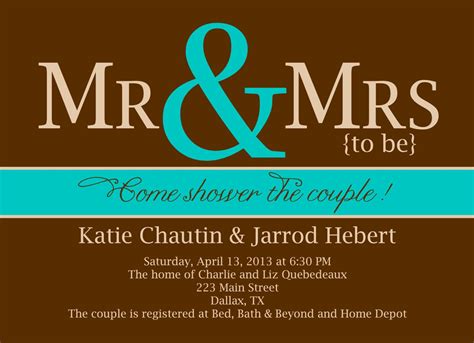 mr and mrs couples shower invitations free shipping or diy