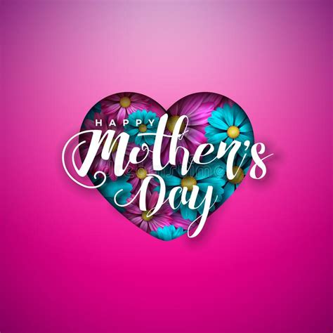 Happy Mother S Day Greeting Card Design With Flower And Typography
