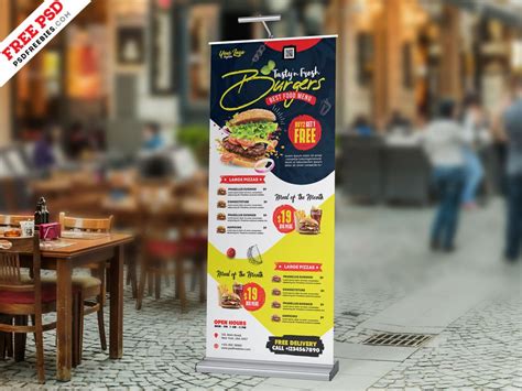Creative Restaurant Shop Roll Up Banner Psd Free Download
