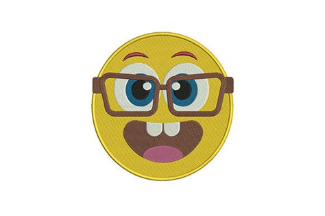 1 Nerd Face Emoji Embroidery Design Designs En Afbeeldingen