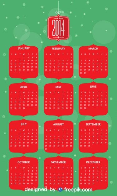 2014 Calendar Template Vector Free