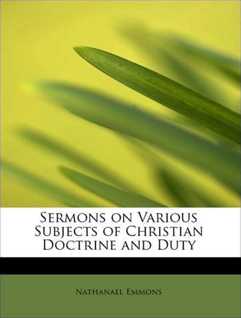 Emmons N Sermons On Various Subjects Of Christian Doctrine Von