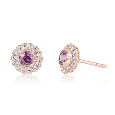 Pink Sapphire And Diamond Stud Earrings Pravins