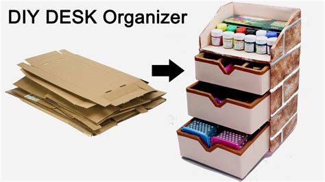 How To Make A Stationary Diy Desk Organizer Using Cardboard By