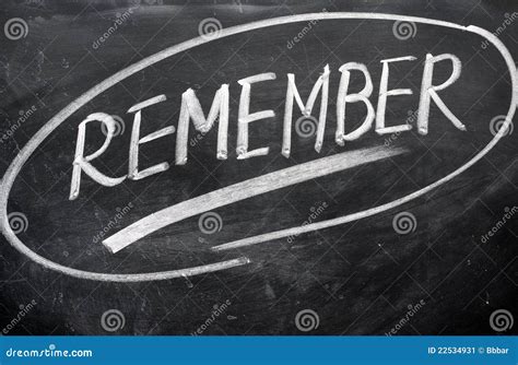 Remember Word Written On A Blackboard Stock Image Image 22534931