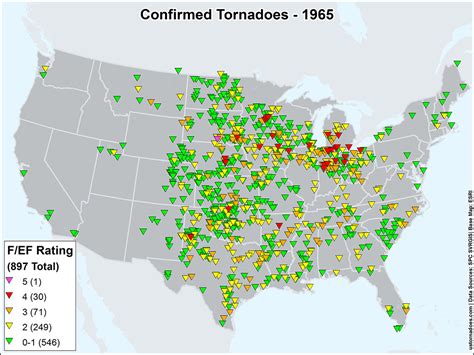 Us Tornadoes Map1965