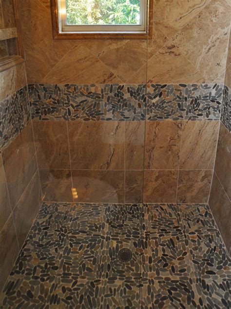 For next photo in the gallery is shower floor tile wrapping bathroom interior chic. 30 cool pictures and ideas pebble shower floor tile 2021