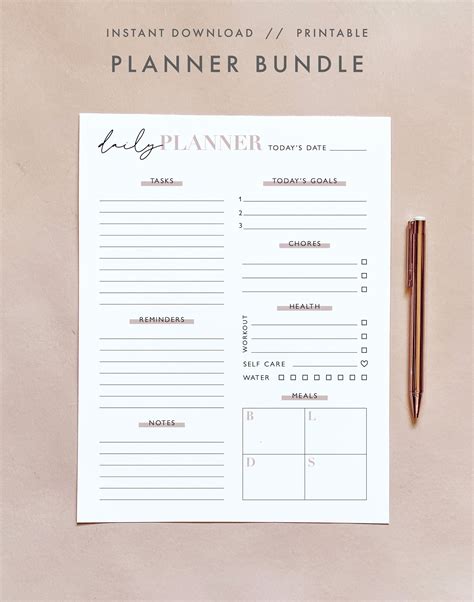 Monthly Planner And Meal Planner Bundle Weekly US Letter And A4 Size