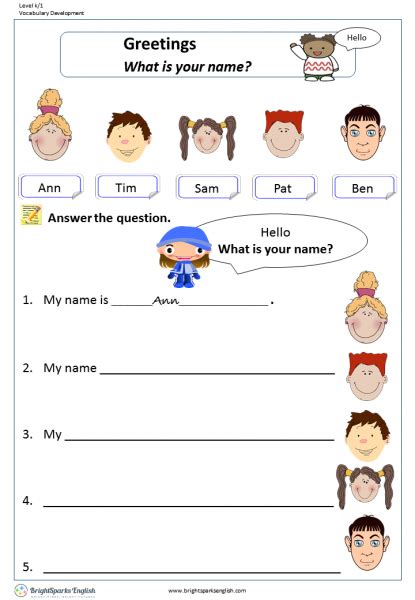What Is Your Name Worksheet English Treasure Trove