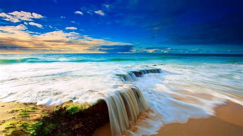 Download Ocean Courtain Beautiful Sand Blue Horizon Beach Water