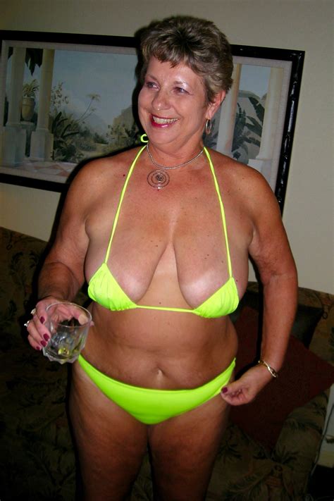 Big Tit Granny Shows Off In Small Bikini Pornhugocom