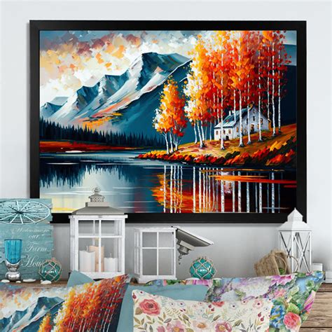 Millwood Pines Lake House Scenery In Fall V Print On Canvas Wayfair