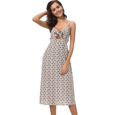 Sexy Tieandhollow Spaghetti Strap Summer Dress Print V Neck Long Maxi Dress Elegant Backless Fit