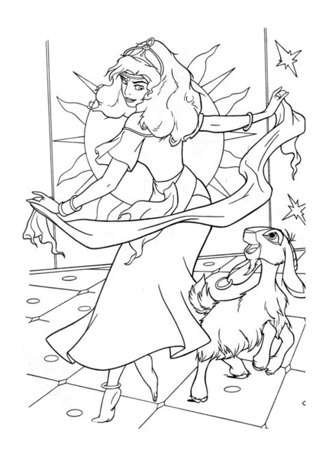 Esmeralda And Her Goat Djali Coloring Page Disney Coloring Sheets