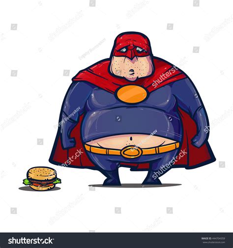 Superhero Fat Man Burger Cartoon Style Stock Vector 444704359