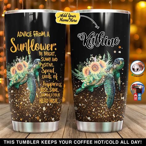 Turtle Advice From Sunflower Personalized Tumbler Teeuni