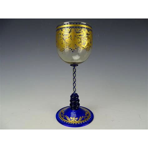 Antique Moser Salviati Parcel Gilt Wine Glass Stem C1900 Sold At Ruby Lane Wine Glass Vintage
