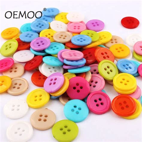 100pcs4 Holes Buttons Mixed Round Resin Sewing Buttons For Scrapbooking