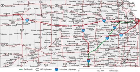Kansas State Road Map With Census Information