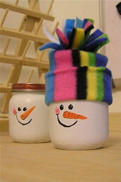Snowman Jars I Love All These Ideas For Baby Food Jars Kids Crafts