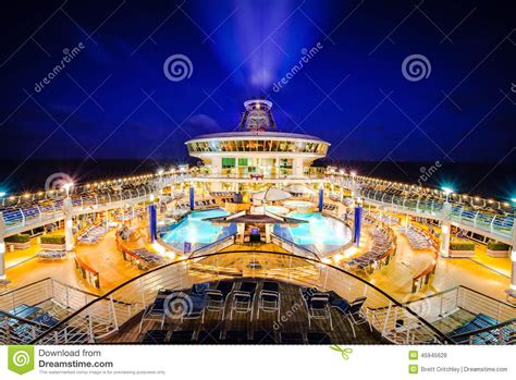Cruise Ship Liner Deck Night Stock Photo Image 45945628