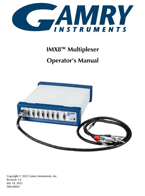 Gamry Instruments Imx8 Operators Manual Pdf Download Manualslib