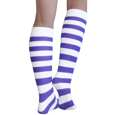 Striped Whitepurple Knee High Socks