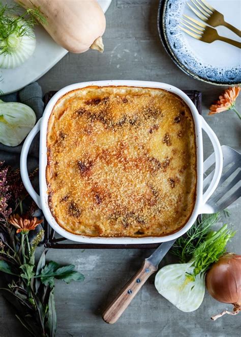 Butternut Squash Gratin With Caramelized Fennel And Gruyere Recipe