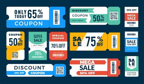 Coupon Discount Retail Ads Banners With Price Drop Stickers Barcode Templates Recent Vector