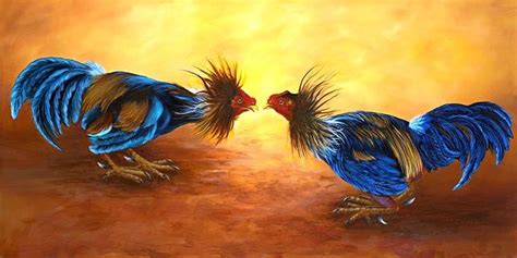 Oil Paintings On Canvas Rooster Fighting 16 X 24 In 2020 Cuban Art