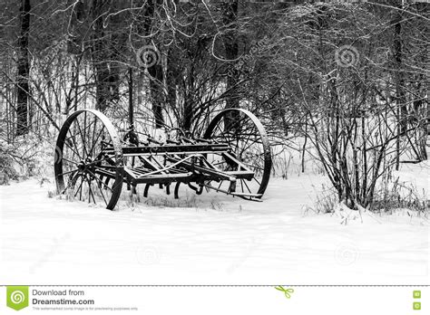 Antique Plow In Snow Stock Photo Image Of White Antique 78877604