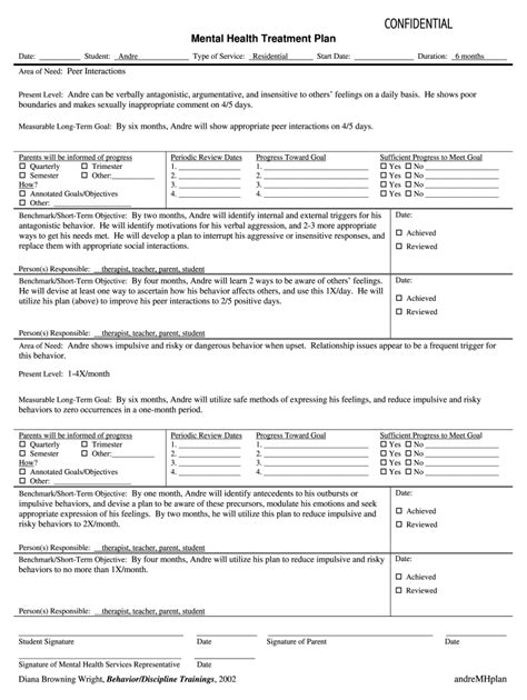 Mental Health Treatment Plan Fill And Sign Printable Template Online