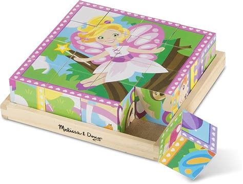 Melissa And Doug Princess And Fairy Wooden Cube Puzzle 6 Puzzles In 1