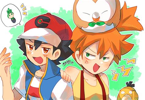 Ash Ketchum Misty Rowlet Psyduck And Cilan Pokemon And 2 More