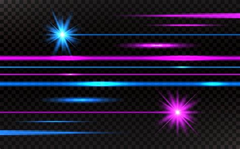 Premium Vector Laser Beams Set Pink And Blue Horizontal Light Rays