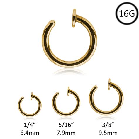 Nose Ring Gold Plated Surgical Steel Open Hoop 16g