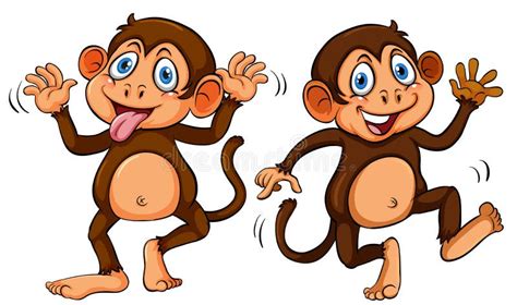 Two Cute Monkeys On The Moon Stock Vector Illustration Of Humor
