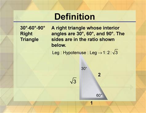 Definition Triangle Concepts 30 60 90 Right Triangles Media4math