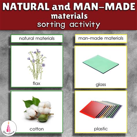Natural And Man Made Materials Sorting Cards Sorting Cards Printable